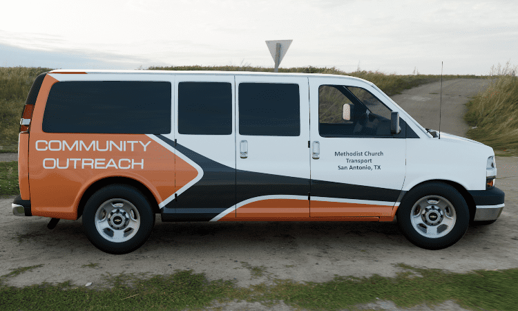 Chevrolet Express Van with Commercial Partial Wrap Installed