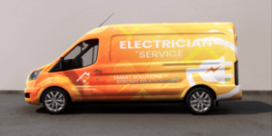 San Antonio Electrician Company Van with Commercial Wrap