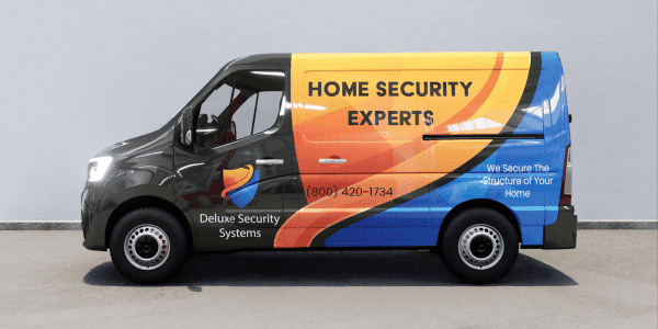 Minivan with Home Security Experts Vinyl Wrap Installed