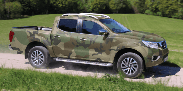 Nissan Truck with Camouflaged Vinyl Wrap